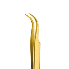 Gold Plated Curved Tweezers - Eyelash Extensions