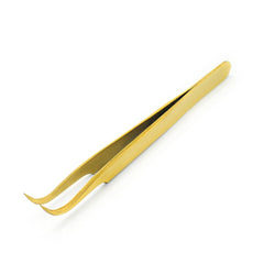 Gold Plated Curved Tweezers - Eyelash Extensions