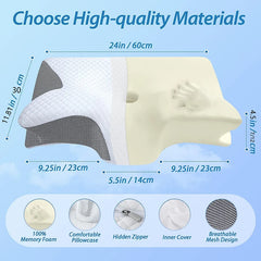 Cuscino Cervicale Ortopedico 2 in 1 – Memory Foam Ergonomico Contour | Sollievo per Dolori al Collo