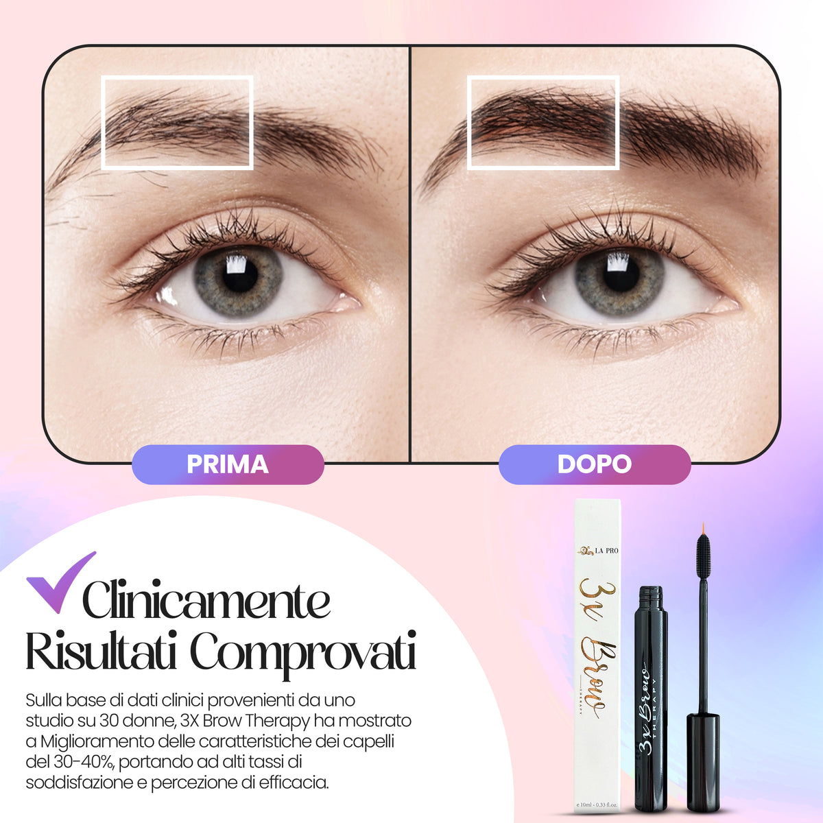 3X Brow Therapy: Siero Potenziatore Tripla Azione per Ciglia e Sopracciglia