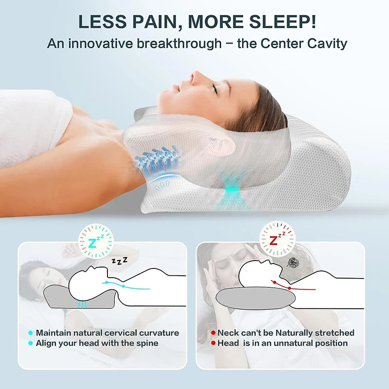 Cuscino Cervicale Ortopedico 2 in 1 – Memory Foam Ergonomico Contour | Sollievo per Dolori al Collo