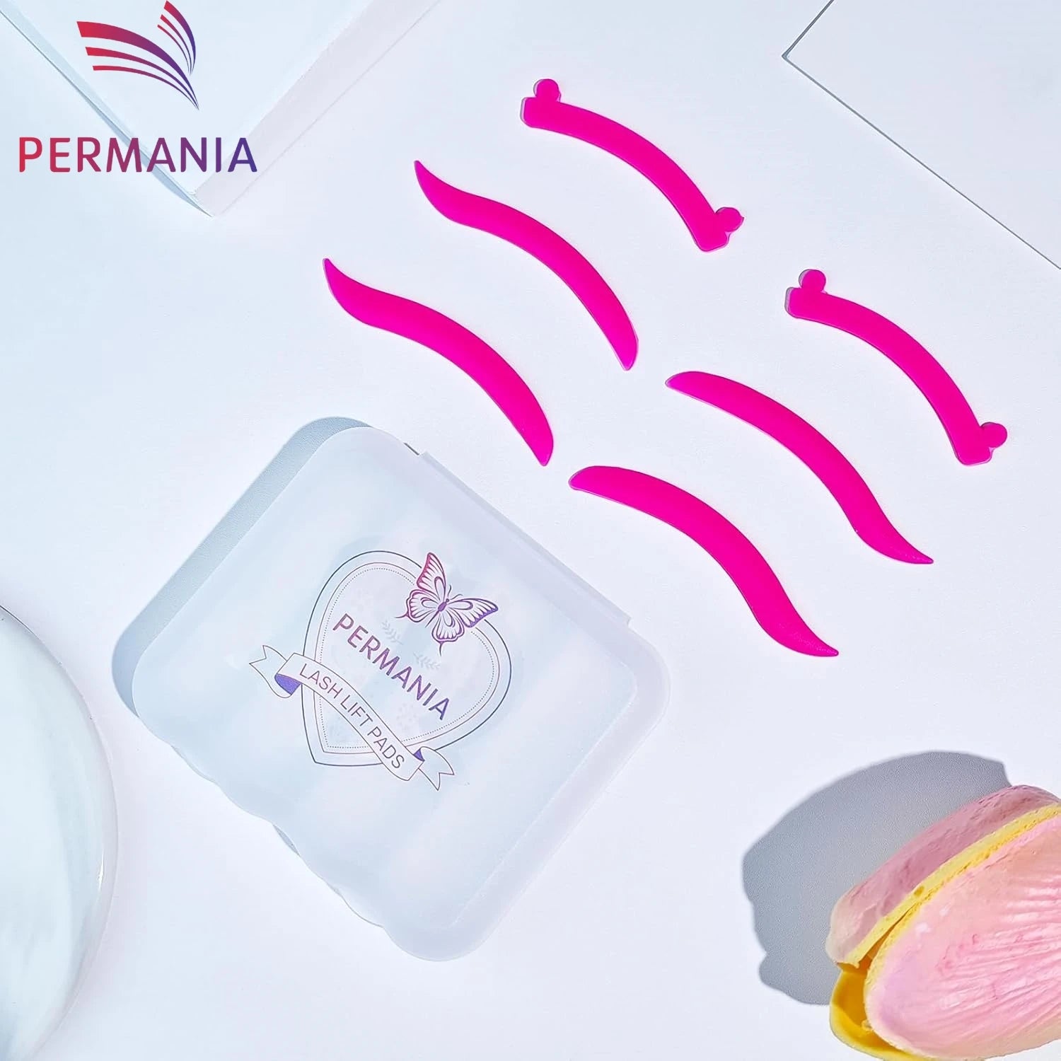 Bigodini Fuxia Lash Lift Shields&Ribbon Ciglia Cuscinetti Coreani per Lash Lift Piegaciglia Super Morbido Estremo Occhi-Aperti