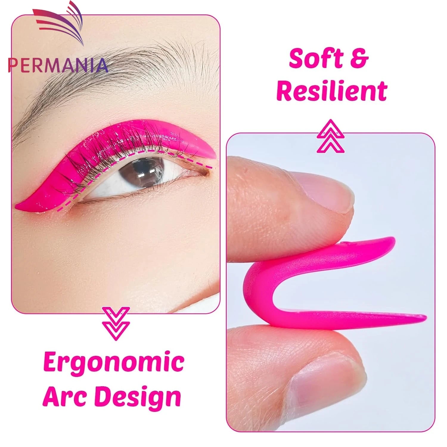 Bigodini Fuxia Lash Lift Shields&Ribbon Ciglia Cuscinetti Coreani per Lash Lift Piegaciglia Super Morbido Estremo Occhi-Aperti