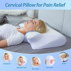Cuscino Cervicale Ortopedico 2 in 1 – Memory Foam Ergonomico Contour | Sollievo per Dolori al Collo