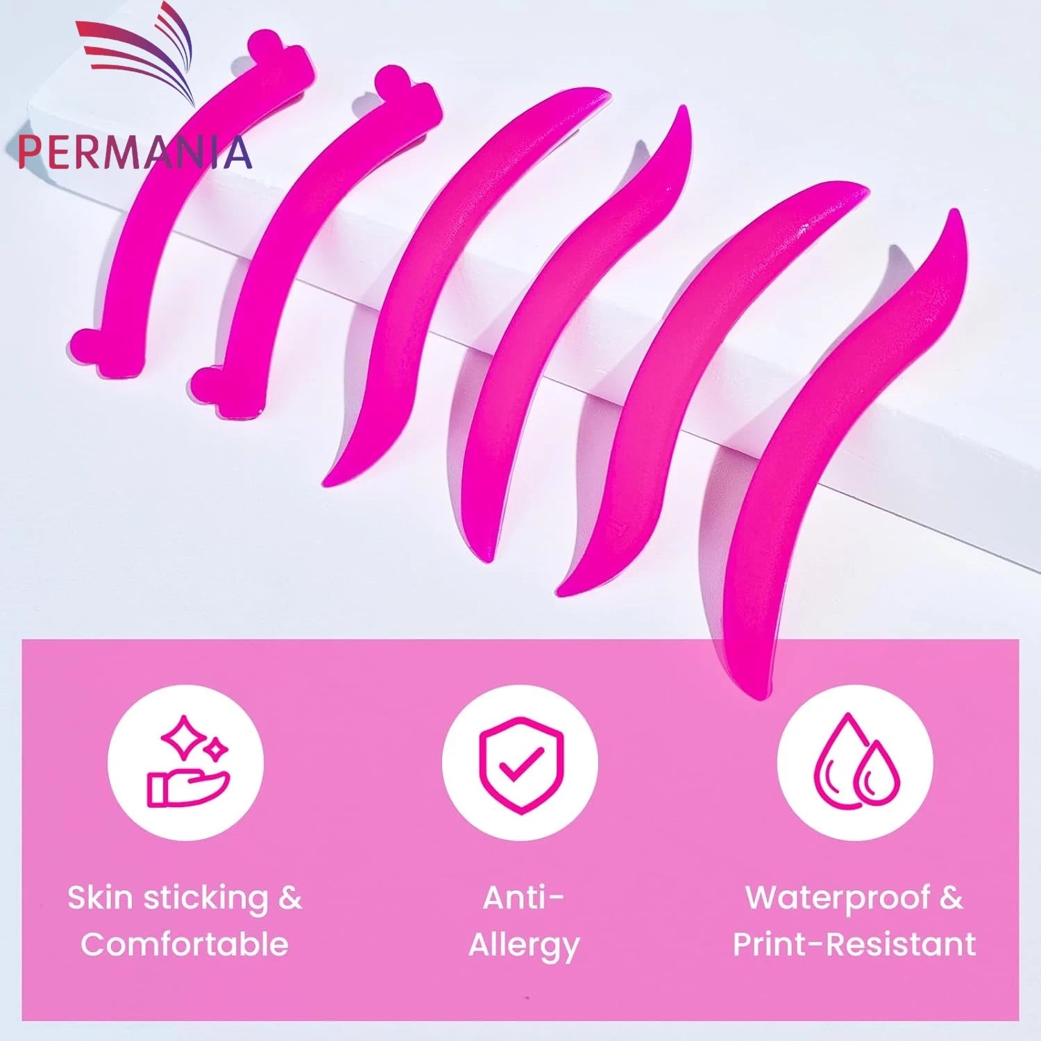 Bigodini Fuxia Lash Lift Shields&Ribbon Ciglia Cuscinetti Coreani per Lash Lift Piegaciglia Super Morbido Estremo Occhi-Aperti